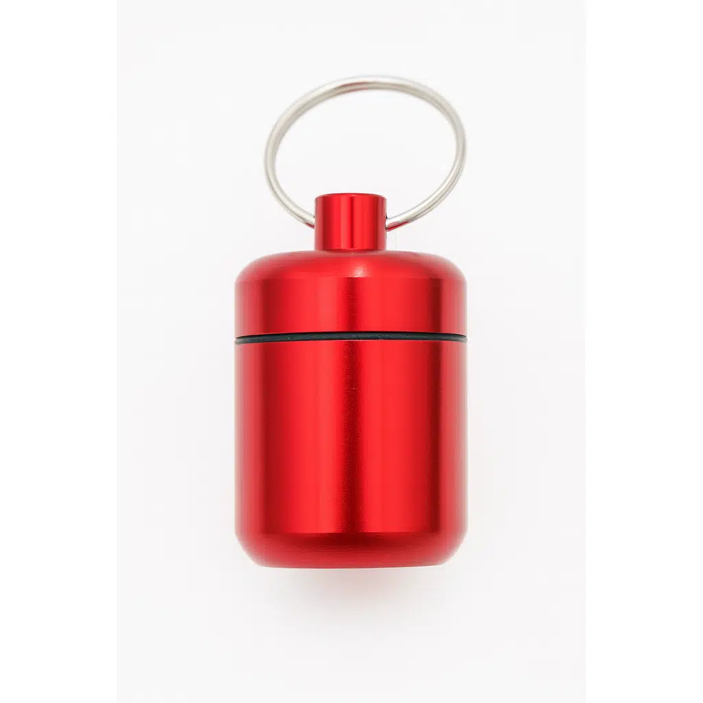 SPELT 2,5x2,7cm Geniş Büyük Boy Tablet İlaç Hap Taşıma Kutusu Anahtarlık Su Geçirmez Kırmızı